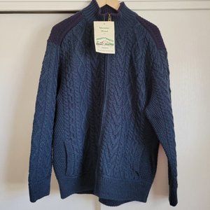 Men's Aran Crafts Merino Sweater Dark Blue XL
